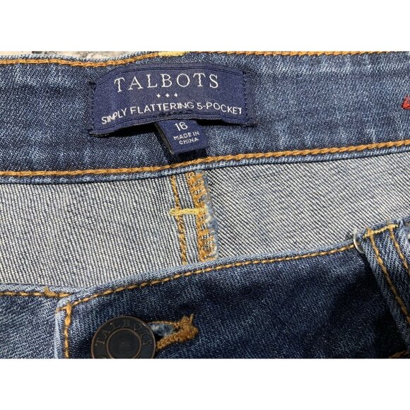 Talbots Jeans Size 16 Simply Flattering 5 Pocket Blue Wide Bottom - Picture 5 of 7